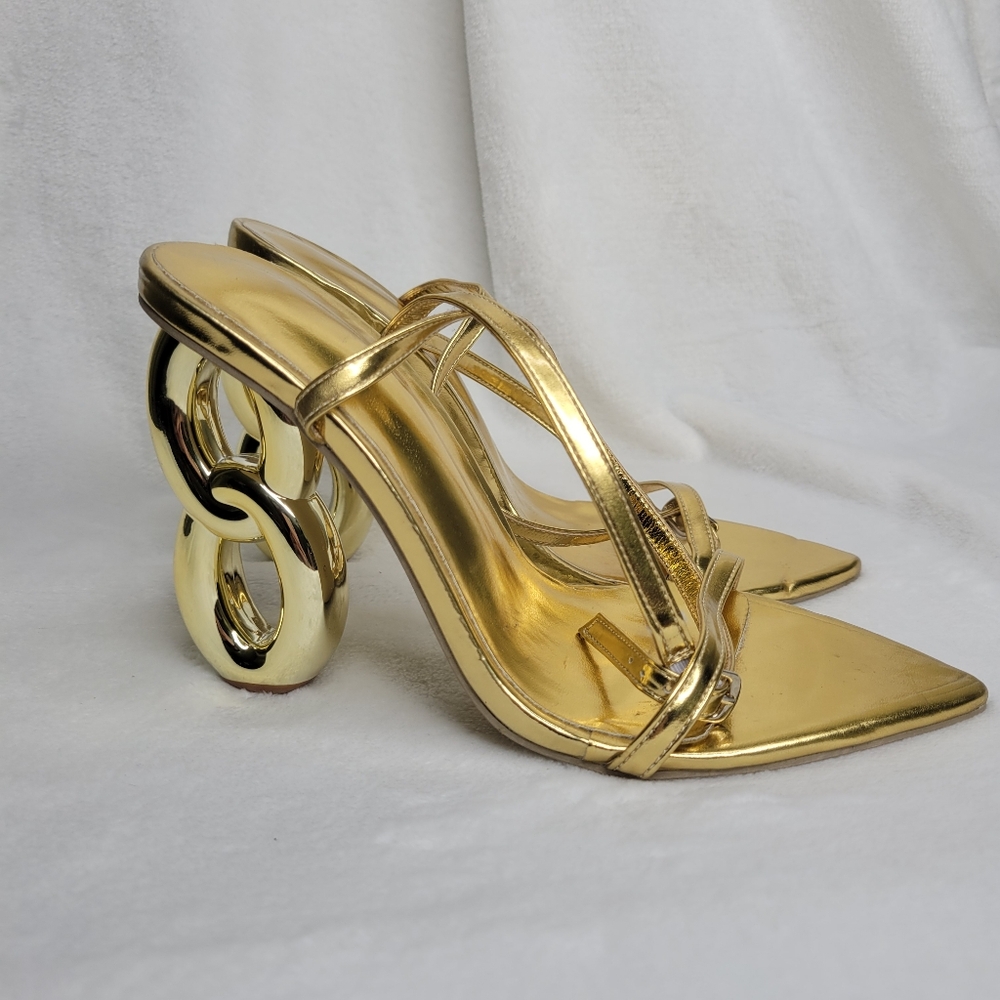 Gold Open Toe High Heels Sandal Size 37
